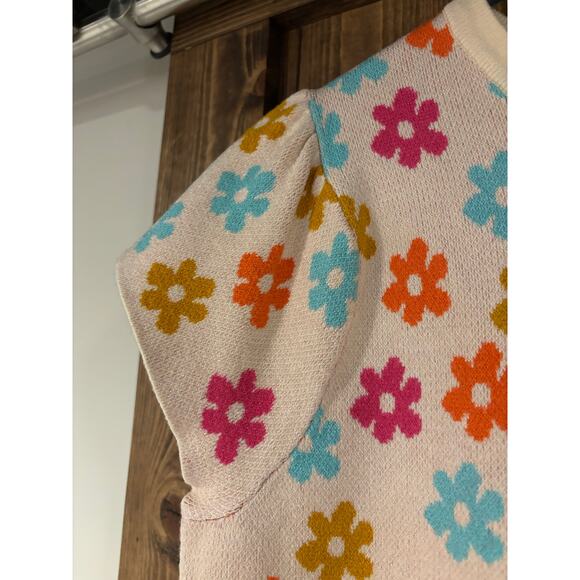 THML Boutique Brand Short Flutter Sleeve Floral Sweater - Picture 3 of 4